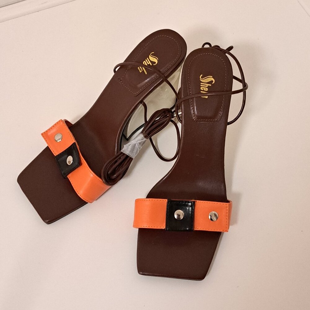 Sheln Color Block Platform Sandal Lace Up Misses Size 7.5
